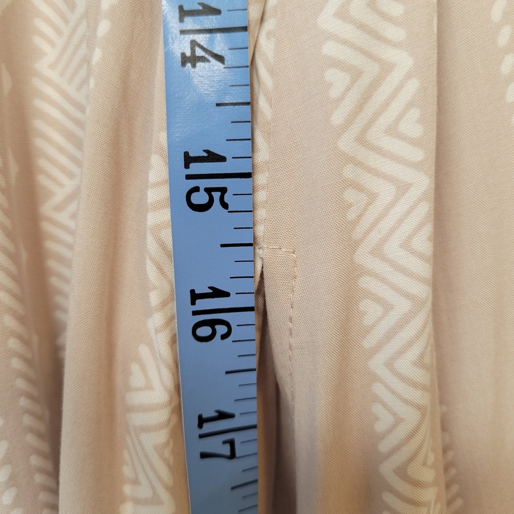 Forever 21 Women's Large Maxi Skirt Beige White Geometric Smocked Waist Boho Flo - Picture 7 of 16